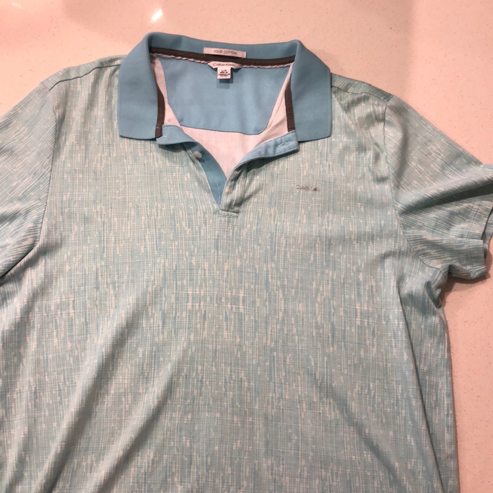 Calvin Klein-polo- large- teal/light blue